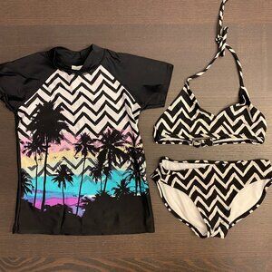Girls xhilaration 3 piece swimsuit set - Size Medium 7/8